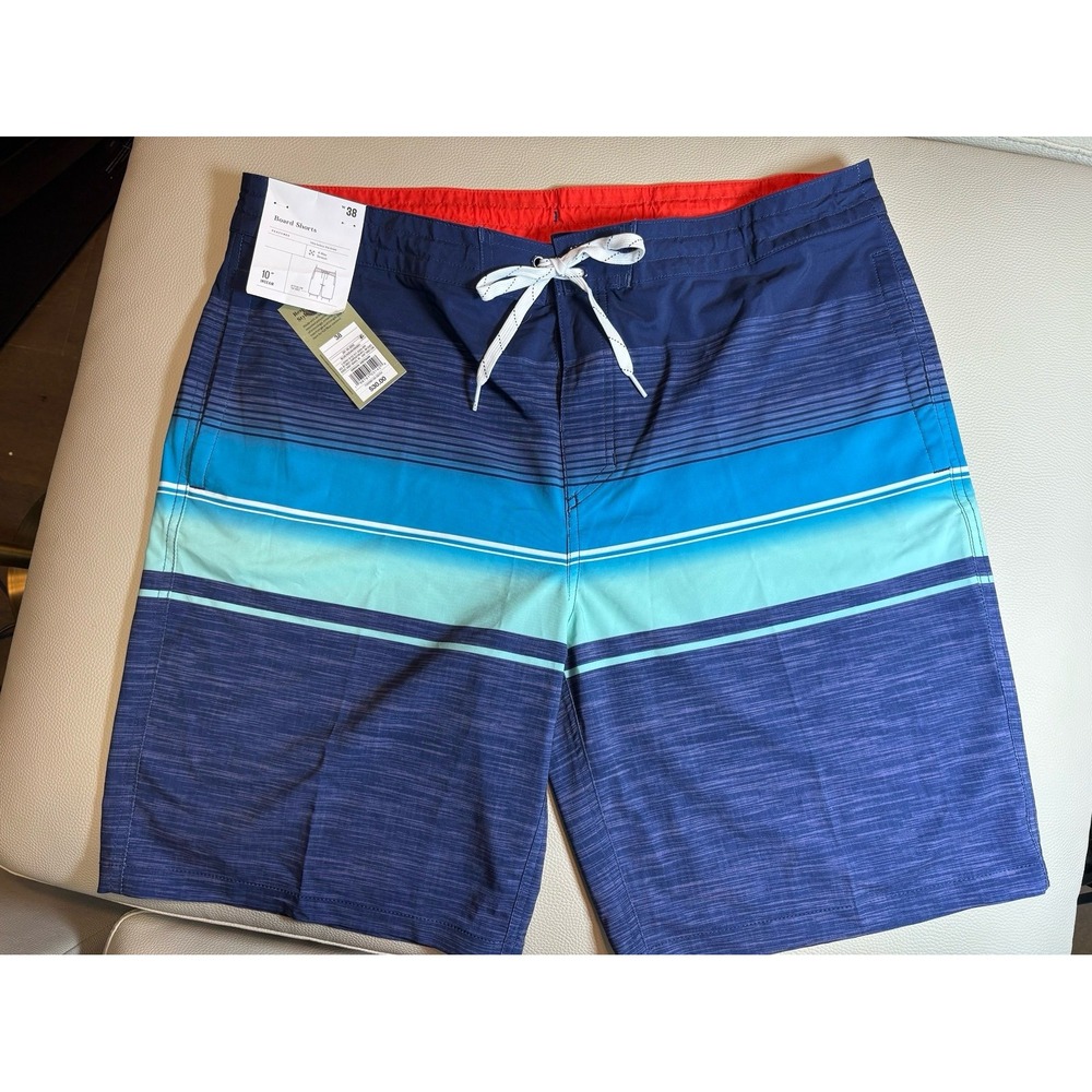 Men's 38 waist Blue Striped Board Shorts NWT